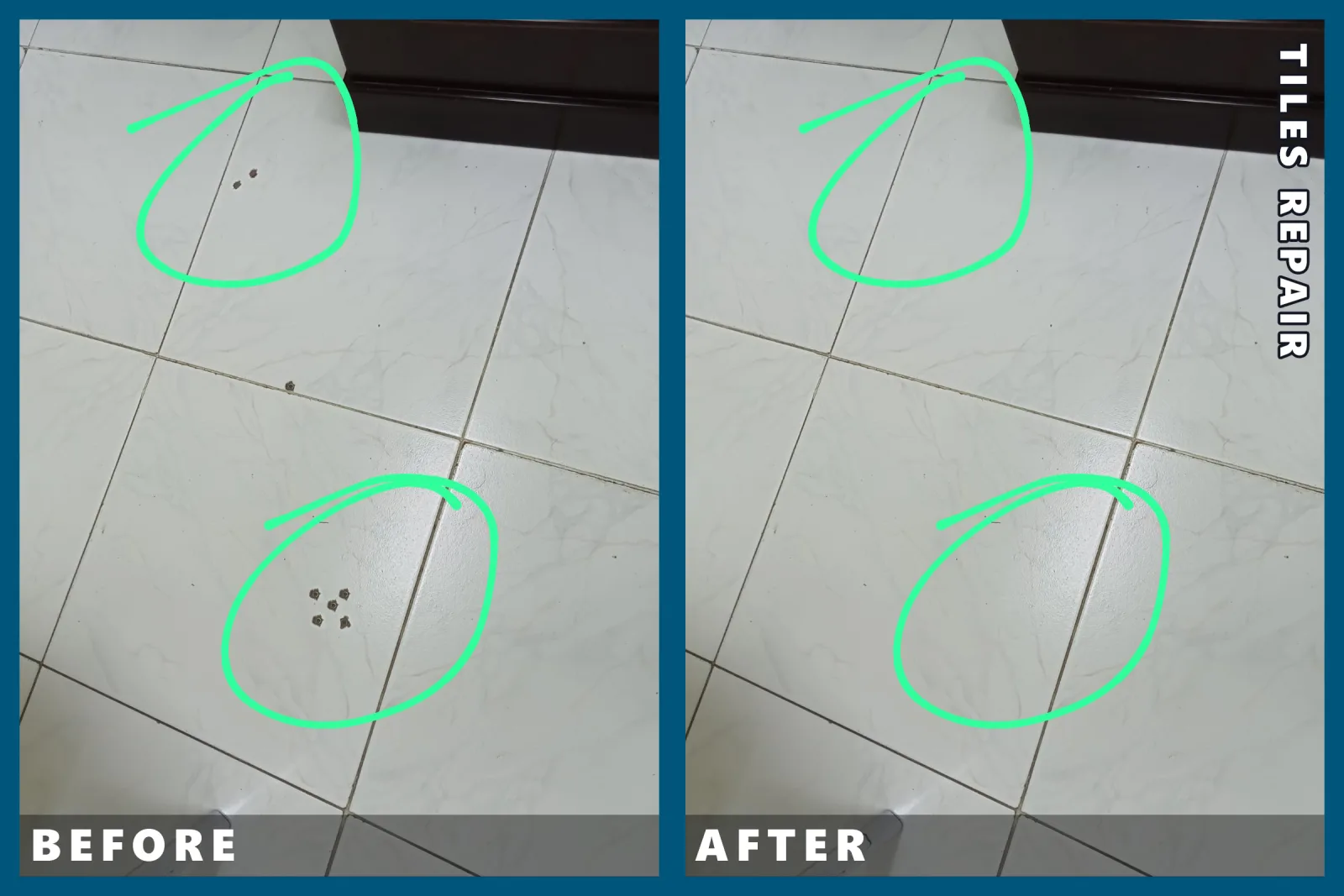 Cracked tile replacement and regrouting on a bathroom floor