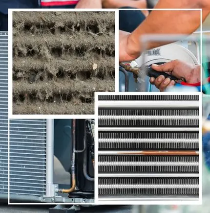 Samra Facilities technician cleaning an AC evaporator coil