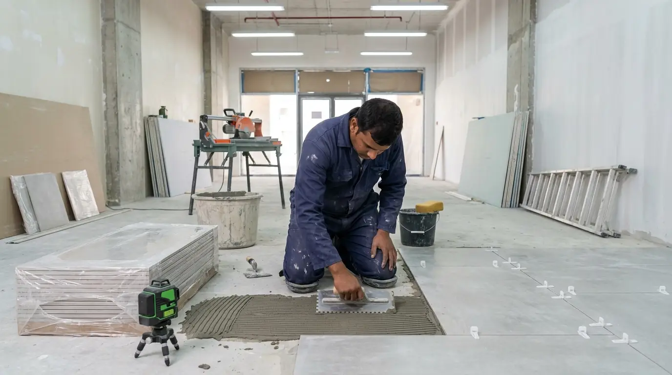 Samra Facilities team executing a retail shop fit-out in Dubai