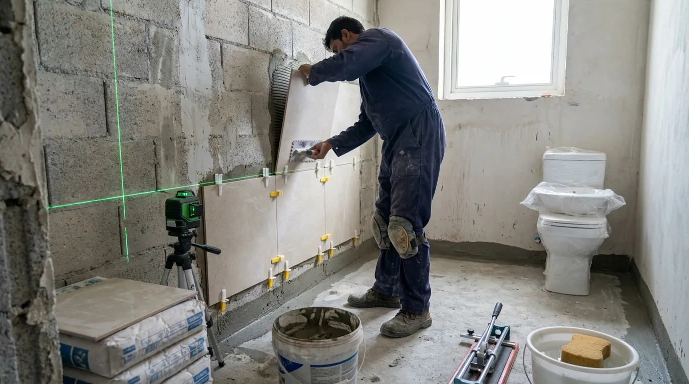 Samra Facilities team renovating a Dubai bathroom