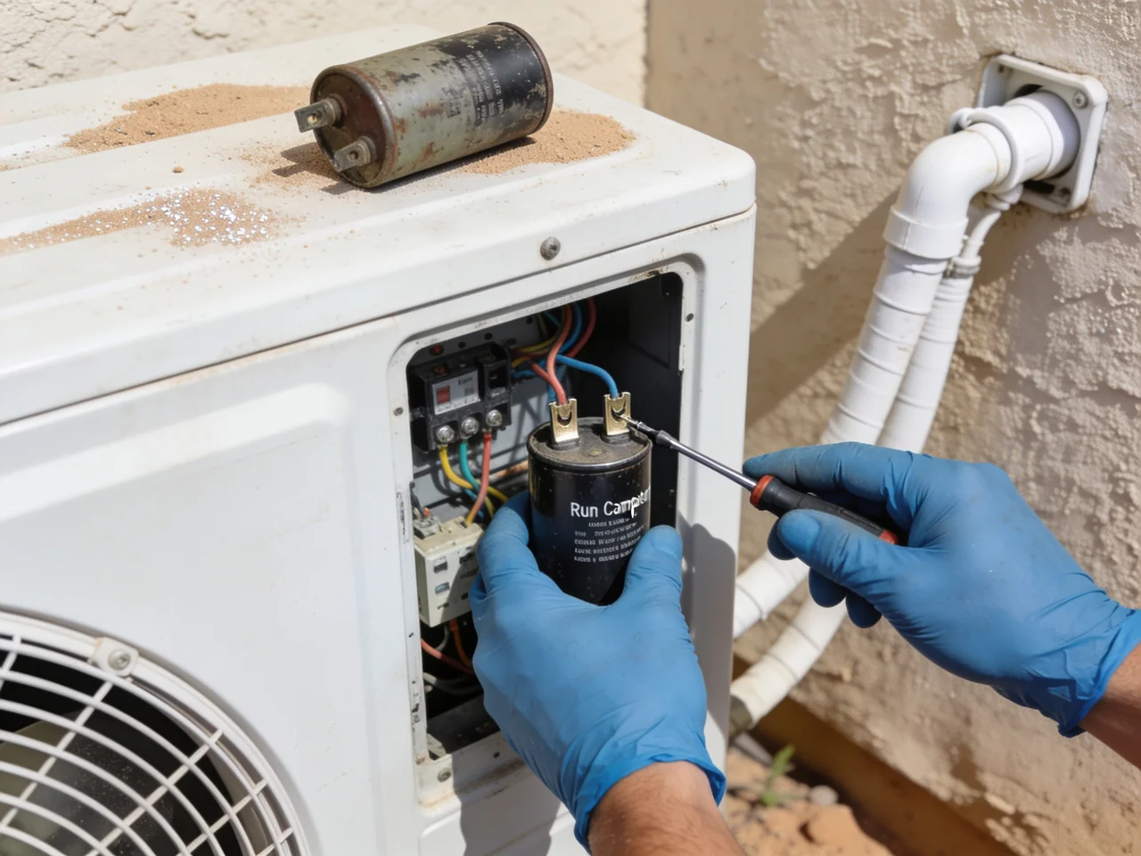 AC capacitor replacement by Samra Facilities in Dubai